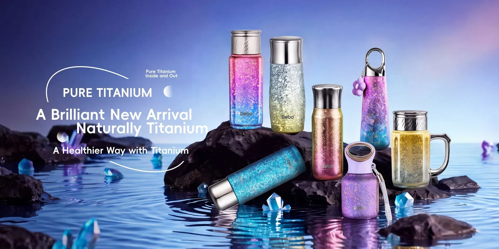 Pure titanium bottle collection poster